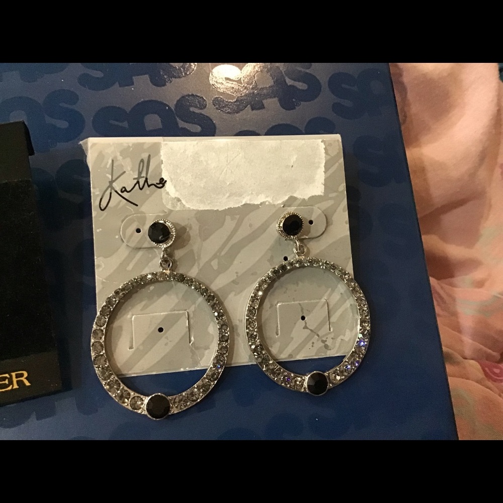 Pretty hoop earrings  rhinestone pierced
